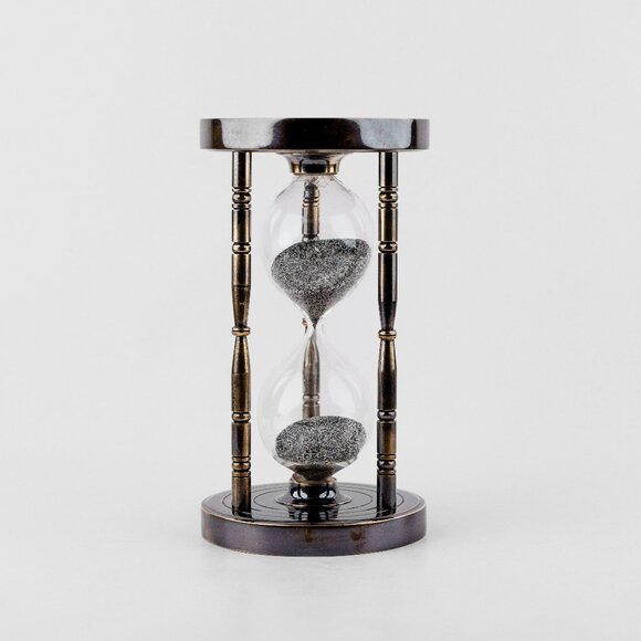 Brass Sand Timer with Working Double-Sided Compass 7" Antique - Picture 1 of 13